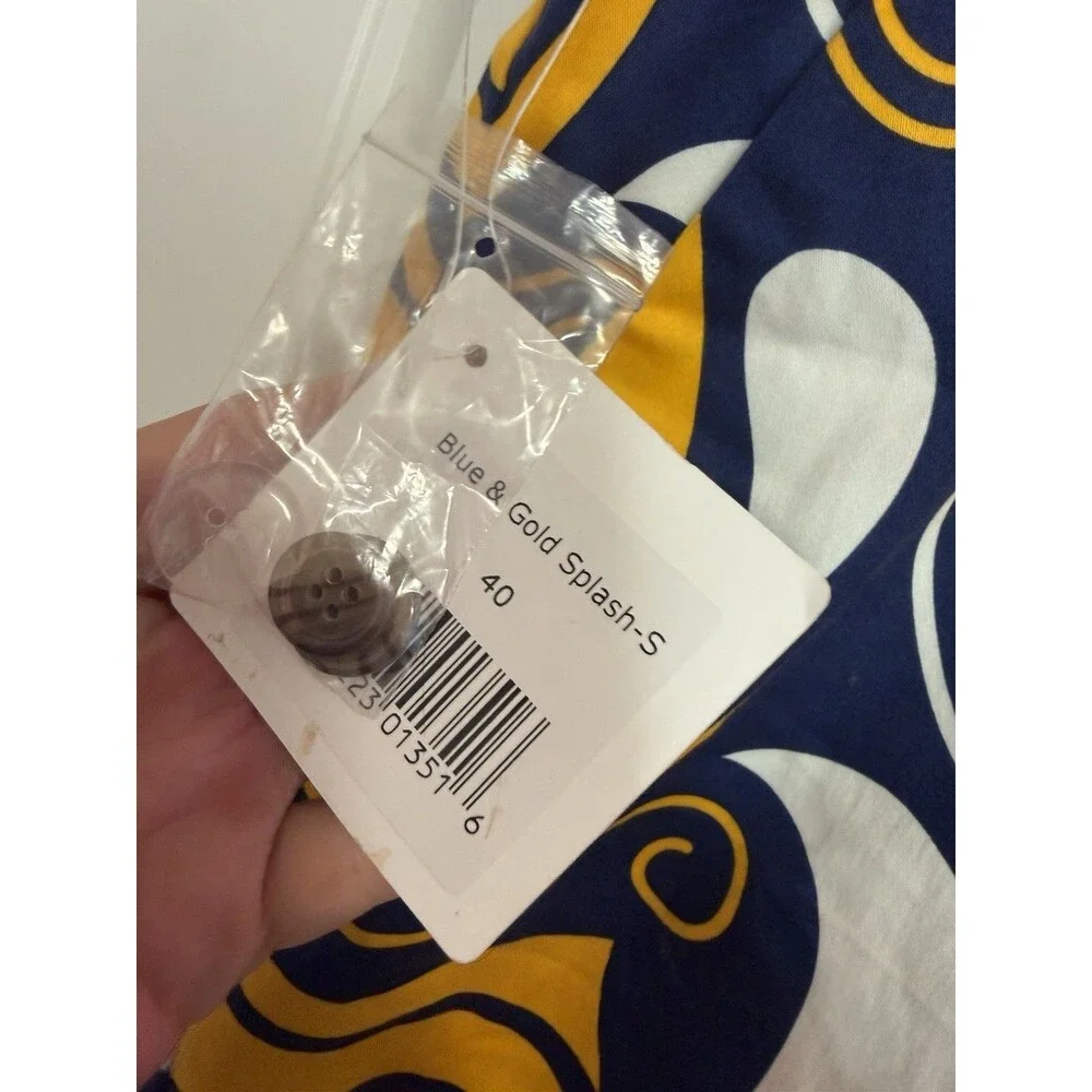 Loudmouth Men's Golf Shorts 40 (40in) Abstract Blue Gold White 11in Pockets